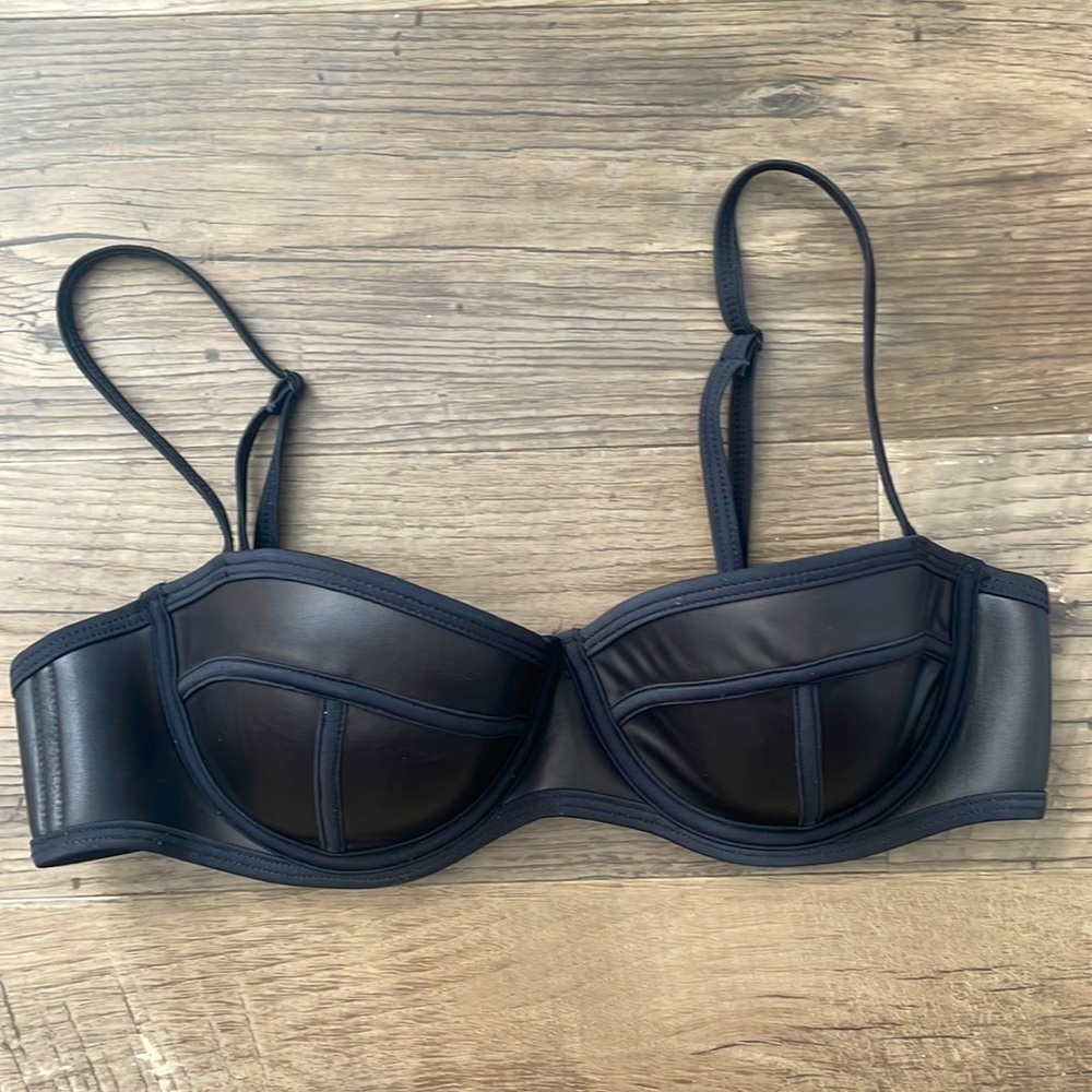 TRIANGL Black Neoprene Bikini Top